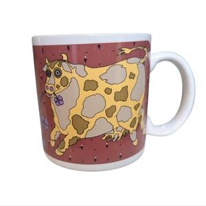 Vintage Taylor & NG Calico Cow Mug Coffee Tea Purple Flowers 1981 Made in Japan